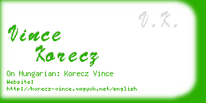vince korecz business card